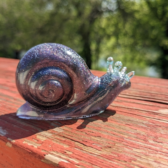 Snails Plant Decor Handmade Cottagecore Set Sparkly Resin Cute Nature - Picture 9 of 12
